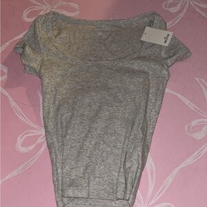 Hollister Heather Gray Scoop Neck Ribbed Short Sleeve Top